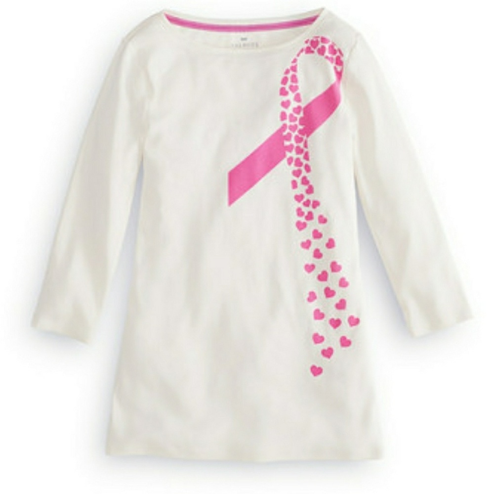 Talbots ivory 3/4 sleeve awareness ribbon tee - Picture 2 of 5